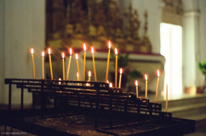 Candles at a church in Goa